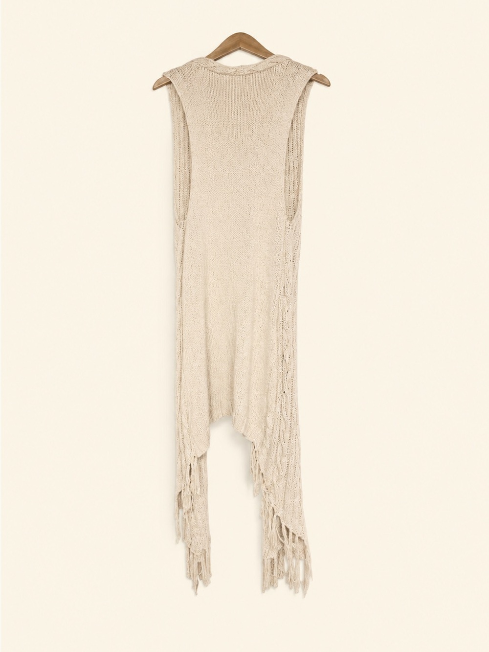 BY Together by Anthropologie 100% Cotton Cable Knit Fringe Vest | Size S/M | Boh - Picture 4 of 9